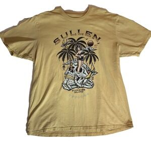 Sullen Art Graphic Tee T-shirt Tie Dye Men's 2XL Hawaiian girl skull yellow